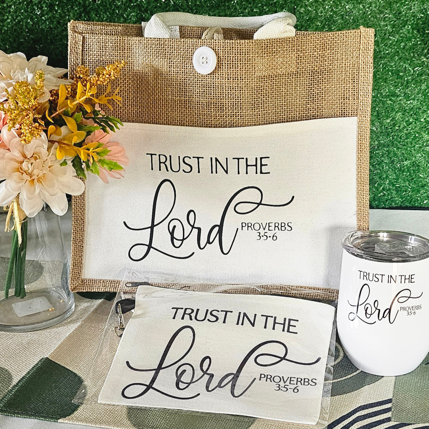 “Trust in the Lord” Tote + Pouch + Tumbler Set