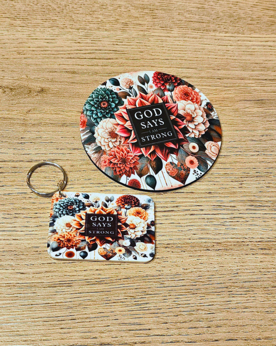 God Says I Am Collection – Coaster & Keyring Set