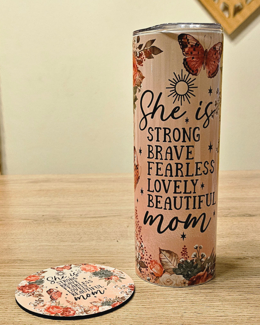 Mom Affirmation Tumbler & Coaster Set – A Daily Reminder of Love