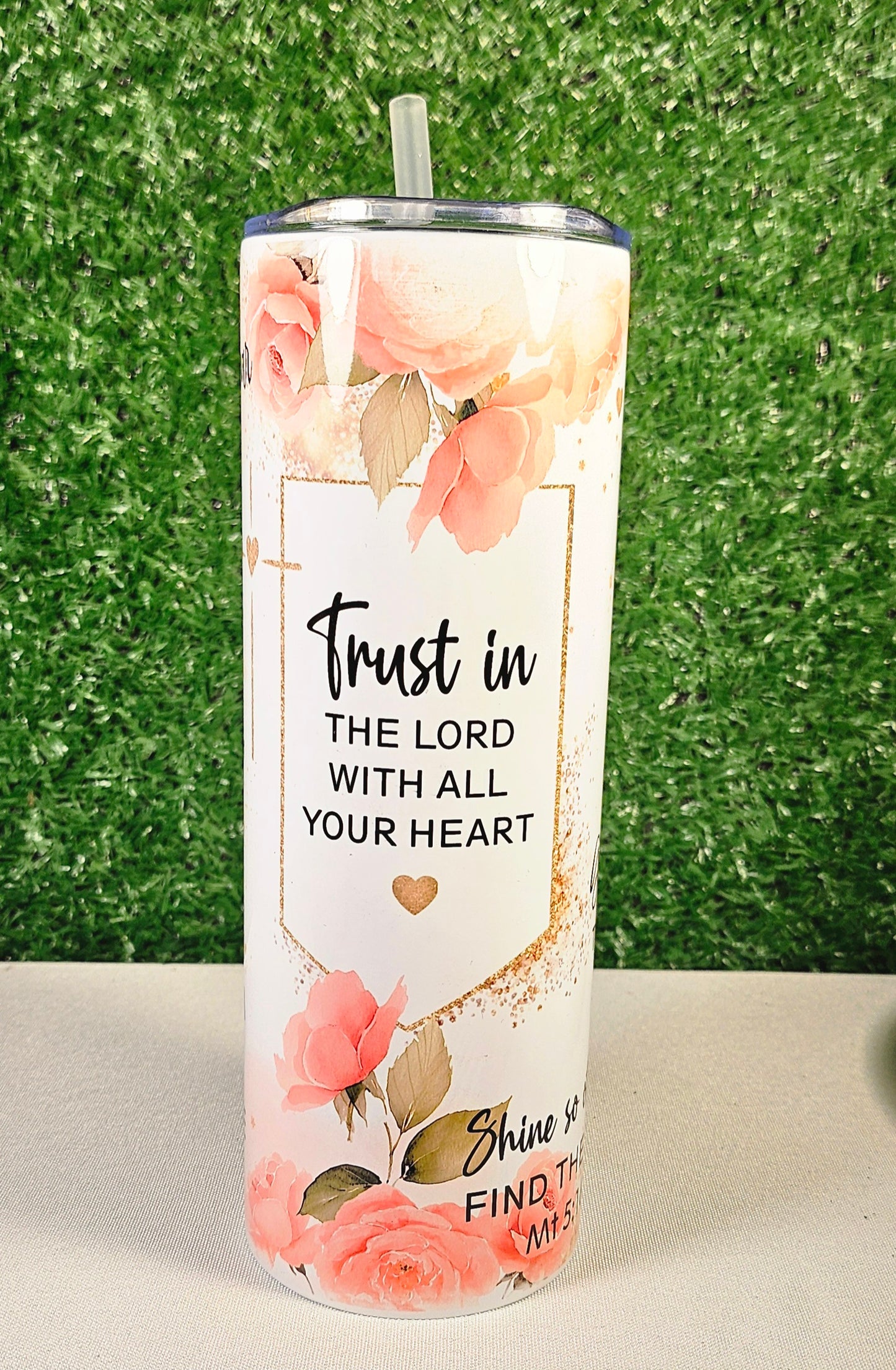 “Trust in the Lord” Floral Tumbler