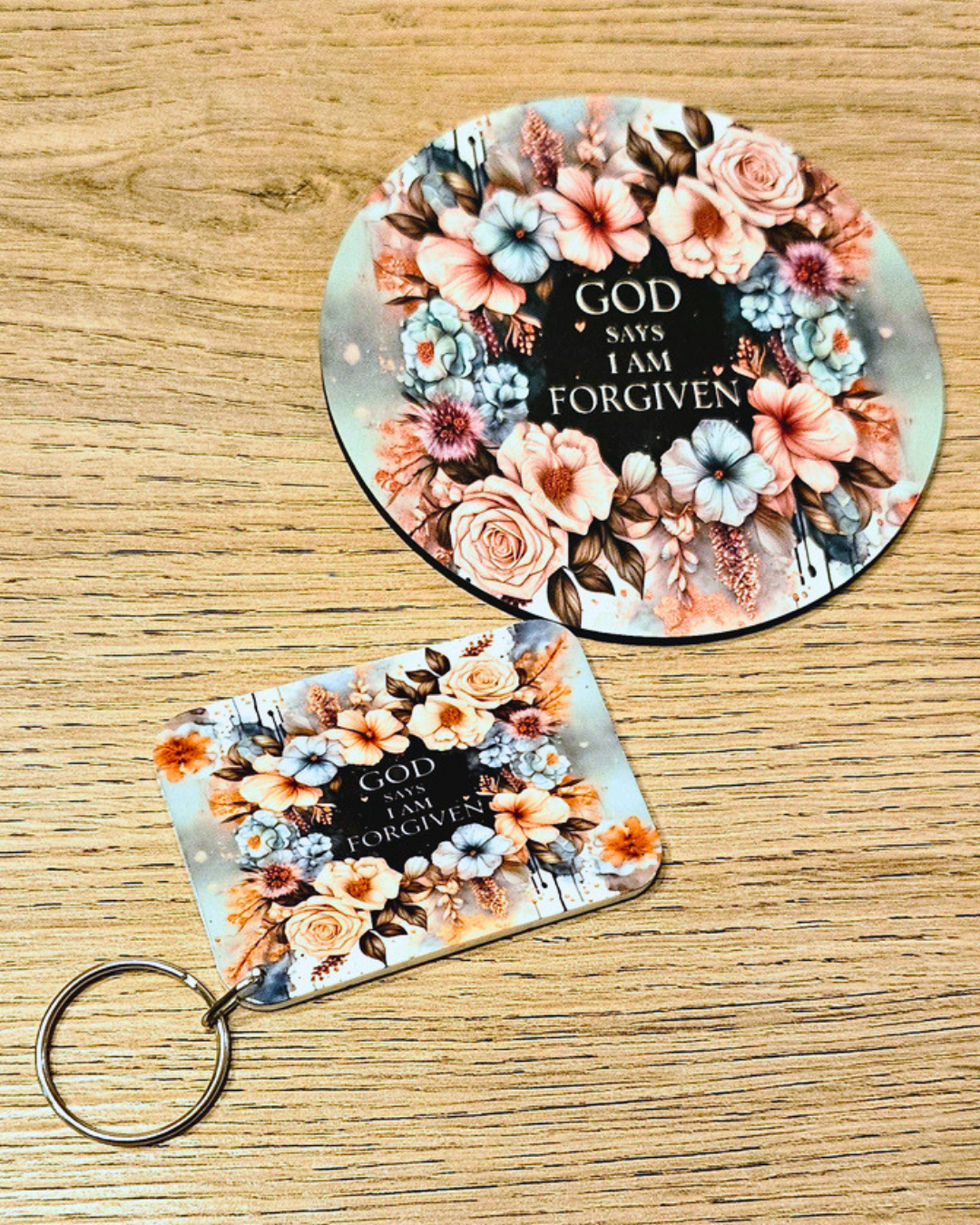 God Says I Am Collection – Coaster & Keyring Set
