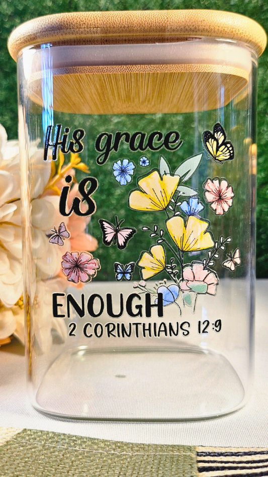 “His Grace Is Enough” Prayer Jar (Square L)
