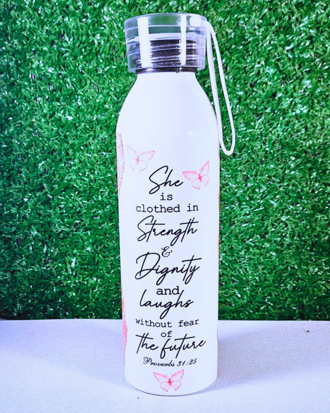 “She is Clothed in Strength & Dignity” Water Bottle