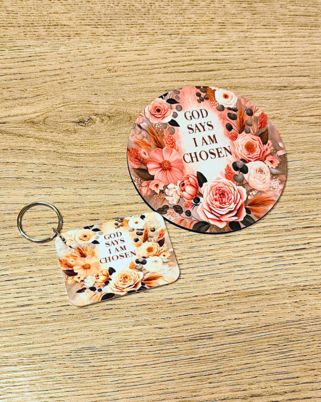 God Says I Am Collection – Coaster & Keyring Set