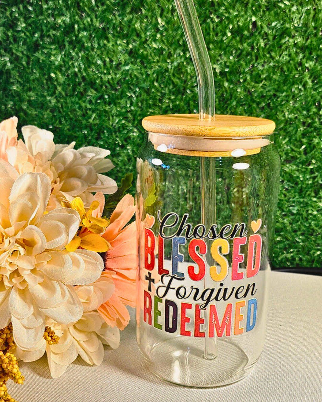 Chosen, Blessed, Forgiven... Glass Tumbler