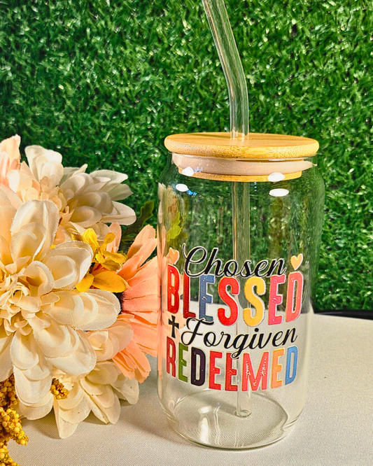 Chosen, Blessed, Forgiven... Glass Tumbler