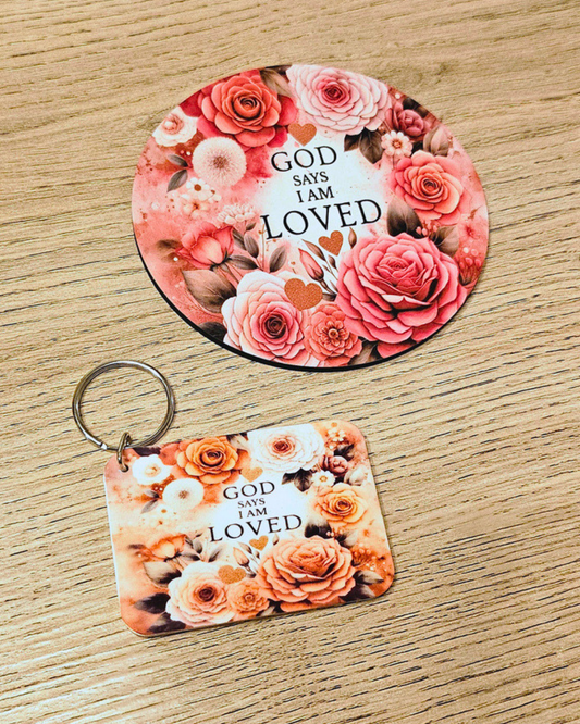 God Says I Am Collection – Coaster & Keyring Set
